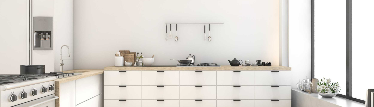 3d-renderingwhite-scandinavian-style-kitchen-with-lamp 客製系統櫃細節與五金收邊特寫