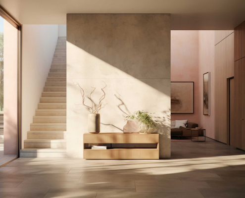 ai-generated-modern-styled-entryway 設計與監工團隊於工地現場協作