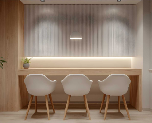 客廳間接照明與層次天花示意