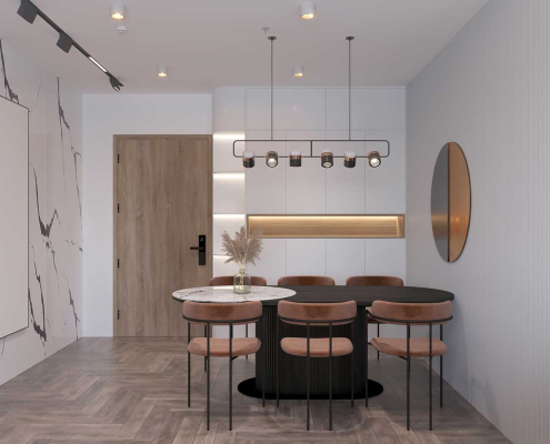 客廳間接照明與層次天花示意