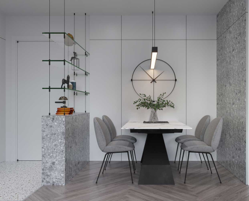 客廳間接照明與層次天花示意