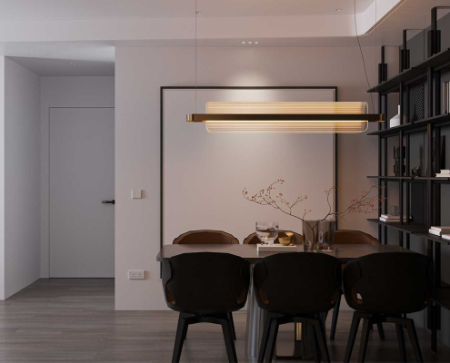 客廳間接照明與層次天花示意