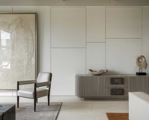 3D 渲染圖與材質板情境組合